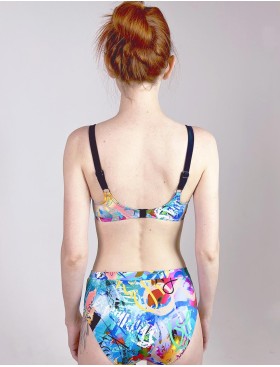 Разноцветный купальник с высокими плавками Aquarilla 521 PORTLAND multicolor, Цвет: черный, Размеры: 80C, изображение 2