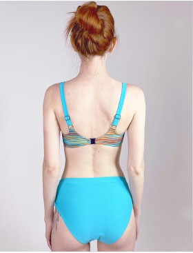 Полосатый купальник с высокими плавками Aquarilla 522 PORTLAND multicolor-azure, Цвет: голубой, Размеры: 75C, изображение 2