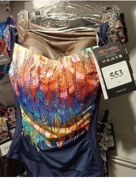 Совместный купальник с драпировкой Aquarilla 553 ANTELLA navyblue-yellow, Цвет: темно-синий/мульти, Размеры: 80D, изображение 4