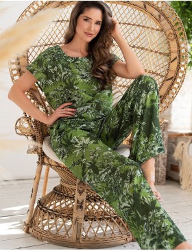 Брючный комплект из хлопка и льна Mia-Amore CRUISE 5236, Цвет: зеленый, Размеры: S