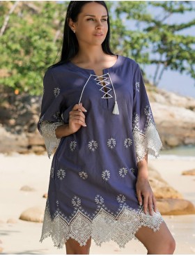 Туника хлопковая со шнуровкой Mia-Amore MARSELL 6397, Цвет: сине-фиолетовый, Размеры: S/M, изображение 3