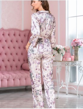 Шелковая пижама тройка Mia-Amore MIRACLE 3519, Цвет: жемчужно-розовый, Размеры: M, изображение 2