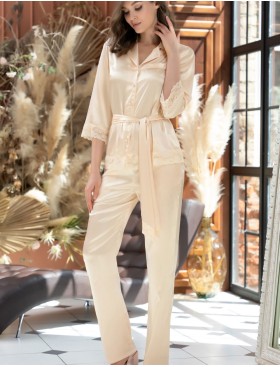 Атласный комплект с брюками Mia-Amore VALENTINO 7246 шампань, Цвет: шампань, Размеры: XS