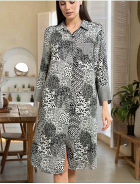 Халат-рубашка на пуговицах Mia-Amore AVELINA 5127, Цвет: черно-белый, Размеры: S, изображение 3