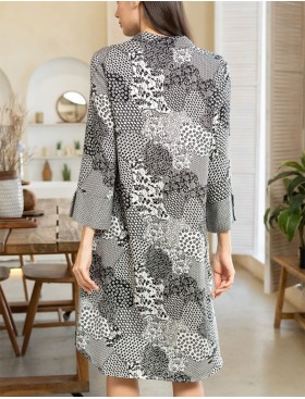 Халат-рубашка на пуговицах Mia-Amore AVELINA 5127, Цвет: черно-белый, Размеры: S, изображение 4