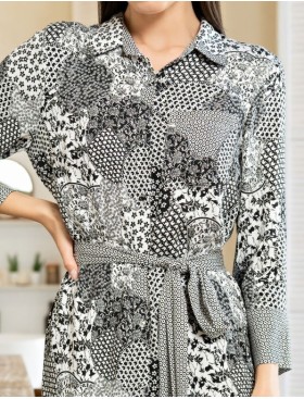 Халат-рубашка на пуговицах Mia-Amore AVELINA 5127, Цвет: черно-белый, Размеры: S, изображение 5