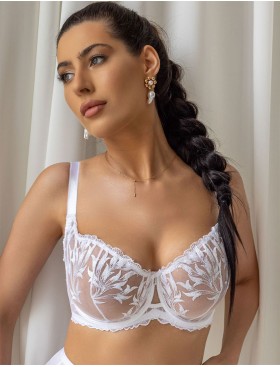 Кружевной бюстгальтер балконет Kris Line CRYSTAL half cup soft белый, Цвет: белый, Размеры: 85I, изображение 3