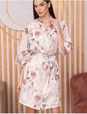 Короткий халат из шелка Mia-Amore CLARISS 4163, Цвет: айвори, Размеры: XS, изображение 3