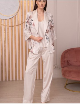 Шелковый комплект-тройка Mia-Amore CLARISS 4165, Цвет: айвори, Размеры: M