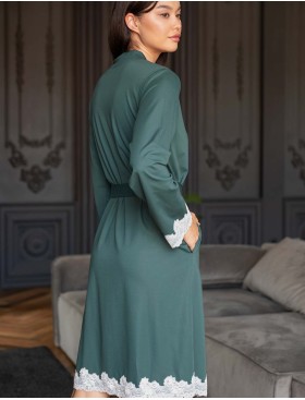 Халат на запах Opium К-23 зеленый, Цвет: зеленый, Размеры: 2XL, изображение 2