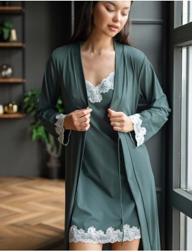 Халат на запах Opium К-23 зеленый, Цвет: зеленый, Размеры: 2XL, изображение 3