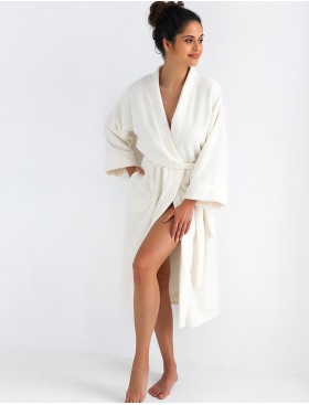 Длинный банный халат Sensis EVA, Цвет: белый, Размеры: S/M, изображение 3
