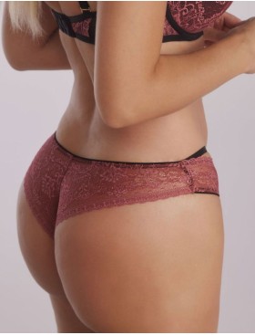 Кружевные трусики бразилиана Kinga EVA 1108/3-B, Цвет: розовый+черный, Размеры: XS, изображение 2