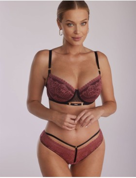 Кружевные трусики бразилиана Kinga EVA 1108/3-B, Цвет: розовый+черный, Размеры: XS, изображение 3