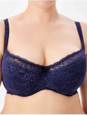 Кружевной бюстгальтер на поролоне Lina A 6086 темно-синий, Цвет: темно-синий, Размеры: 75D