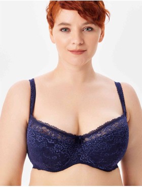 Кружевной бюстгальтер на поролоне Lina A 6086 темно-синий, Цвет: темно-синий, Размеры: 75D, изображение 5