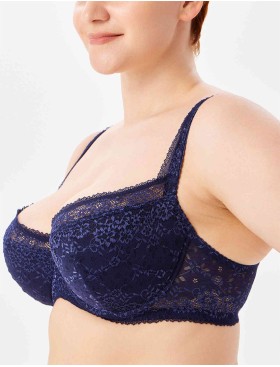 Кружевной бюстгальтер на поролоне Lina A 6086 темно-синий, Цвет: темно-синий, Размеры: 75D, изображение 3