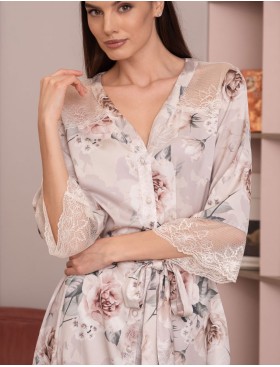 Шелковый халат на пуговицах Mia-Amore CLARISS 4167, Цвет: айвори, Размеры: XL, изображение 4