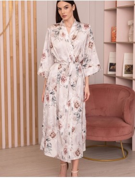 Шелковый длинный халат кимоно Mia-Amore CLARISS 4169, Цвет: айвори, Размеры: 4XL/5XL, изображение 3