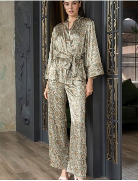 Атласная пижама с брюками и жакетом Mia-Amore TERESA 7385, Цвет: мультколор, Размеры: M, изображение 2