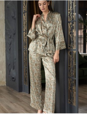 Атласная пижама с брюками и жакетом Mia-Amore TERESA 7385, Цвет: мультколор, Размеры: M, изображение 4