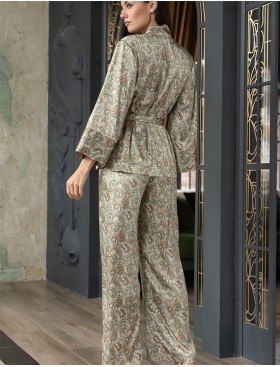 Атласная пижама с брюками и жакетом Mia-Amore TERESA 7385, Цвет: мультколор, Размеры: M, изображение 3