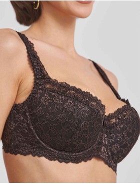 Бюстгальтер балконет Simona M 608 шоколад, Цвет: шоколад, Размеры: 90B, изображение 3