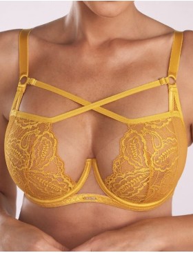 Кружевной мягкий бюстгальтер Kinga MILA 1109-SC жёлтый, Цвет: желтый, Размеры: 90F