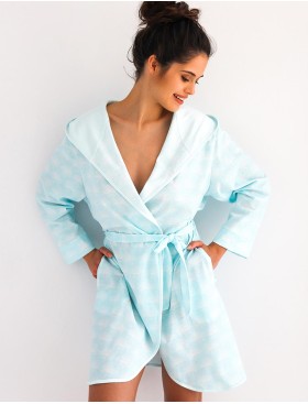 Халат с капюшоном Sensis GRETA, Цвет: бирюзовый, Размеры: S/M