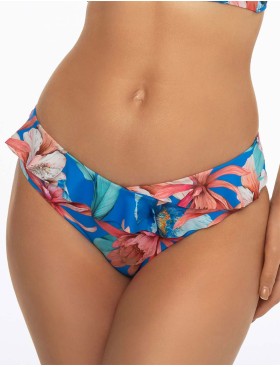 Трусы купальные с рюшами Esotiq BAE 41557 цветы на синем, Цвет: цветы на синем, Размеры: S