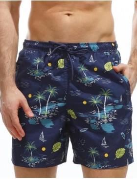 Мужские пляжные шорты Jolidon B601I MI5 пальмы/темно-синий, Цвет: пальмы/темно-синий, Размеры: M
