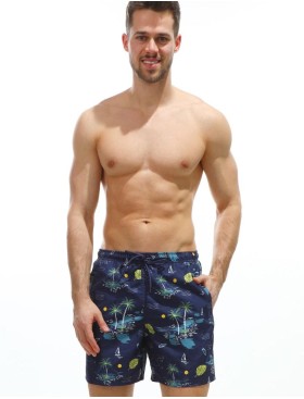 Мужские пляжные шорты Jolidon B601I MI5 пальмы/темно-синий, Цвет: пальмы/темно-синий, Размеры: M, изображение 3