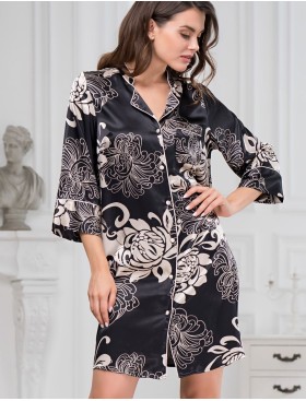 Атласная рубашка-халат Mia-Amore DA VINCI 8447 черный, Цвет: черный, Размеры: M