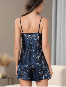 Атласная пижама с шортами Mia-Amore GALAXY 7412, Цвет: темно-синий, Размеры: S, изображение 2