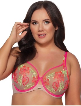 Мягкий бюстгальтер с вышивкой Ava TROPEA 2072 M Fluo, Цвет: телесный+розовый, Размеры: 85I, изображение 3