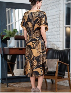 Шёлковая длинная сорочка Mia-Amore ANTIKA 3478, Цвет: черный/медный, Размеры: 3XL, изображение 2