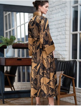 Домашний шёлковый халат Mia-Amore ANTIKA 3479, Цвет: черный/медный, Размеры: L/XL, изображение 2