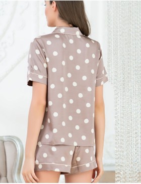 Атласная пижама Mia-Mella JULIA PRINT 7072 кофейный горошек, Цвет: кофейный горошек, Размеры: XS, изображение 2