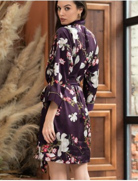 Шелковый халат-кимоно Mia-Amore MAGNOLIA 3523, Цвет: бордовый, Размеры: XS, изображение 2