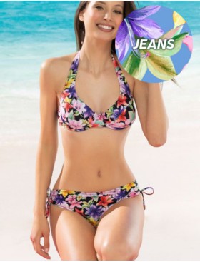 Голубой купальник с цветами Sielei HAWAII HA93 jeans, Цвет: jeans (голубой), Размеры: 80C