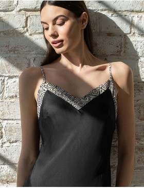 Шёлковая чёрная сорочка Mia-Amore RUNA 3991, Цвет: черный, Размеры: M, изображение 2