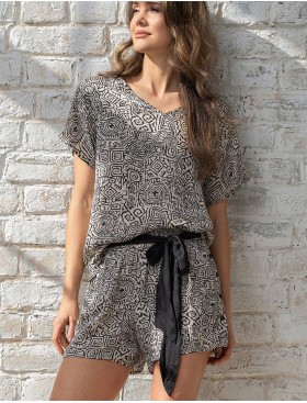 Шёлковый комплект с шортами Mia-Amore RUNA 3992, Цвет: мультколор, Размеры: M