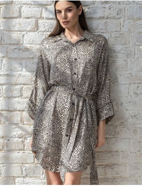 Домашняя рубашка из шёлка и вискозы Mia-Amore RUNA 3997, Цвет: мультколор, Размеры: 4XL/5XL