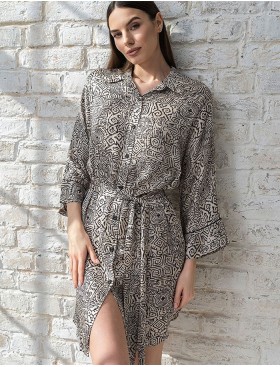 Домашняя рубашка из шёлка и вискозы Mia-Amore RUNA 3997, Цвет: мультколор, Размеры: 4XL/5XL, изображение 3