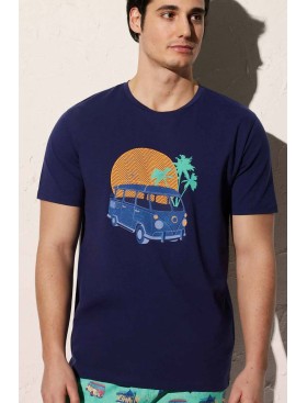 Хлопковая мужская футболка Ysabel Mora 90502 темно-синий, Цвет: темно-синий, Размеры: L