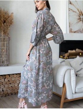 Длинный халат-кимоно Mia-Amore AMELY 5049 серый, Цвет: серый, Размеры: 4XL/5XL, изображение 2