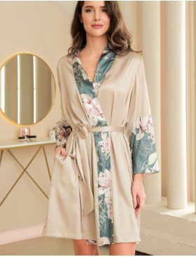 Короткий халат из шёлка Mia-Amore MARYROSE 4183, Цвет: белое золото, Размеры: S/M