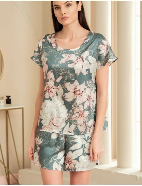 Шелковая пижама с цветами Mia-Amore MARYROSE 4184, Цвет: тимьян, Размеры: S, изображение 4