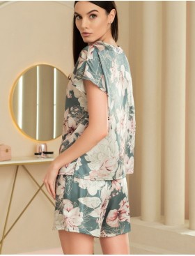 Шелковая пижама с цветами Mia-Amore MARYROSE 4184, Цвет: тимьян, Размеры: S, изображение 2