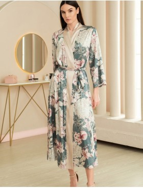 Длинный халат из шелка Mia-Amore MARYROSE 4189, Цвет: тимьян, Размеры: 2XL/3XL